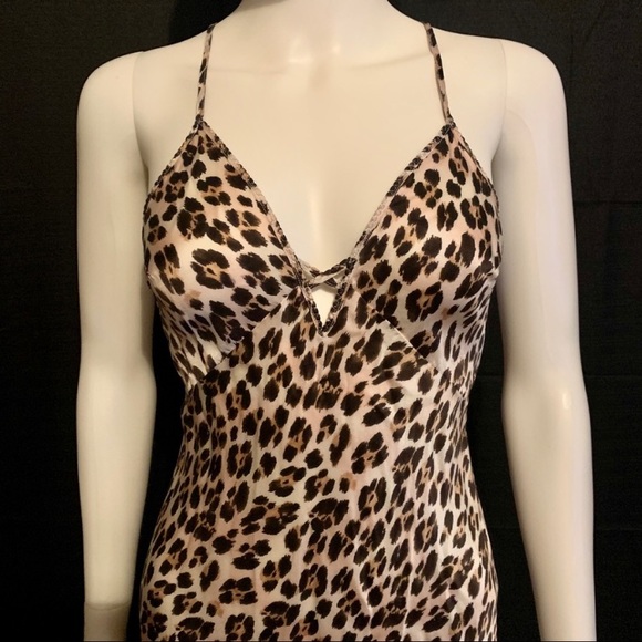 Vintage Y2K 100% Silk Leopard Print Dress Silk Slip Dress Silk Dress Cheetah - Picture 7 of 11